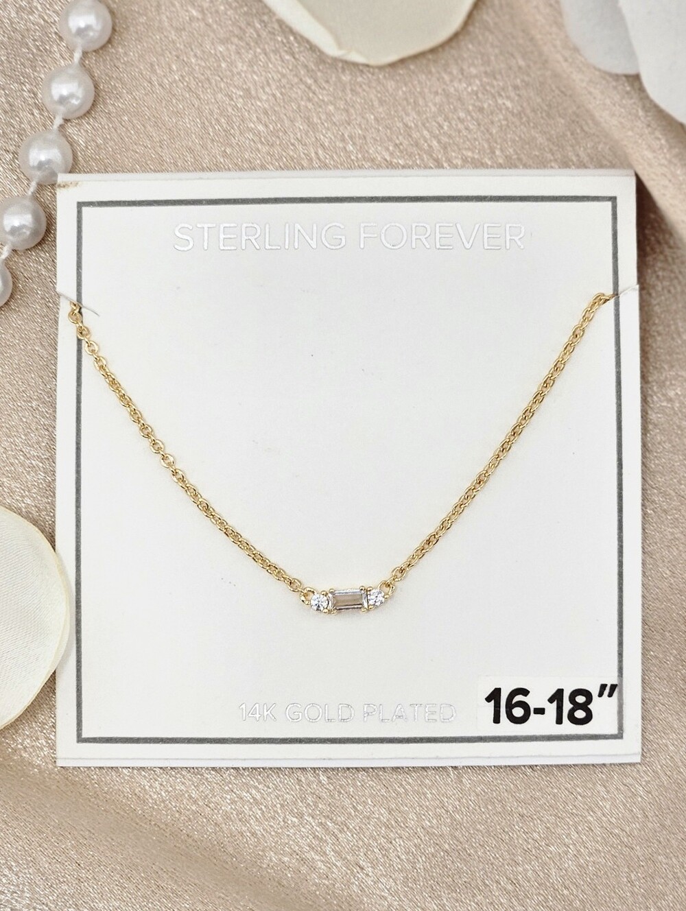 Sterling Forever Amara Pendant Necklace 14k Gold Plated CZ Minimalist Classic